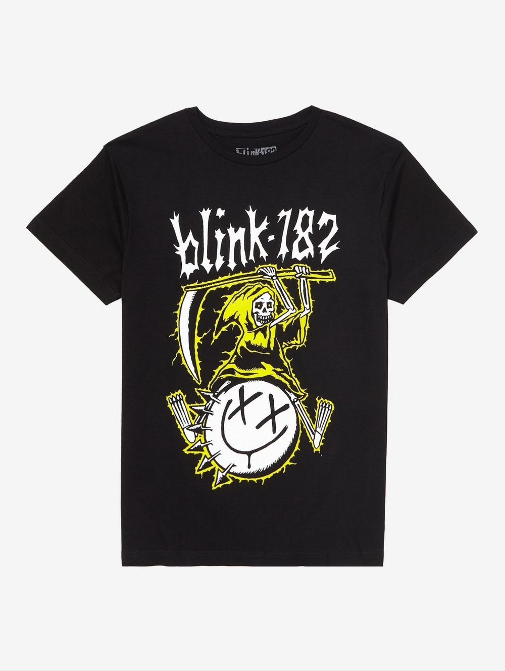 Hot Topic Black Blink-182 Graphic Tee with Yellow and White Print
